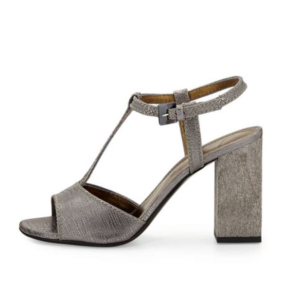 LANVIN Studio 54 Silver Metallic T-Strap Heels US 10.5 - Picture 3 of 10